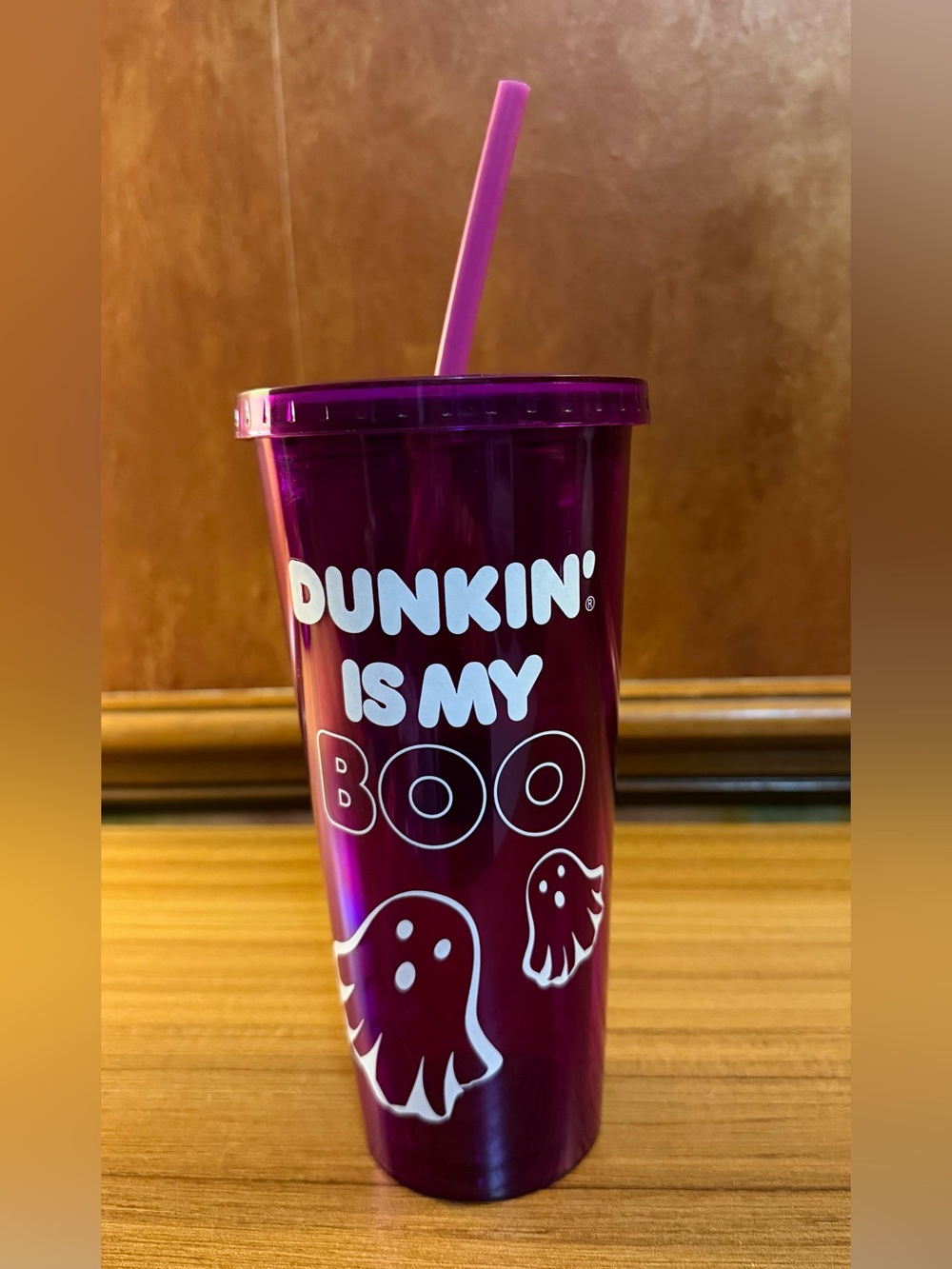 Dunkin Halloween Tumbler 24oz “Dunkin’ Is My Boo” Ghost Cold  Cup w/ Lid & Straw